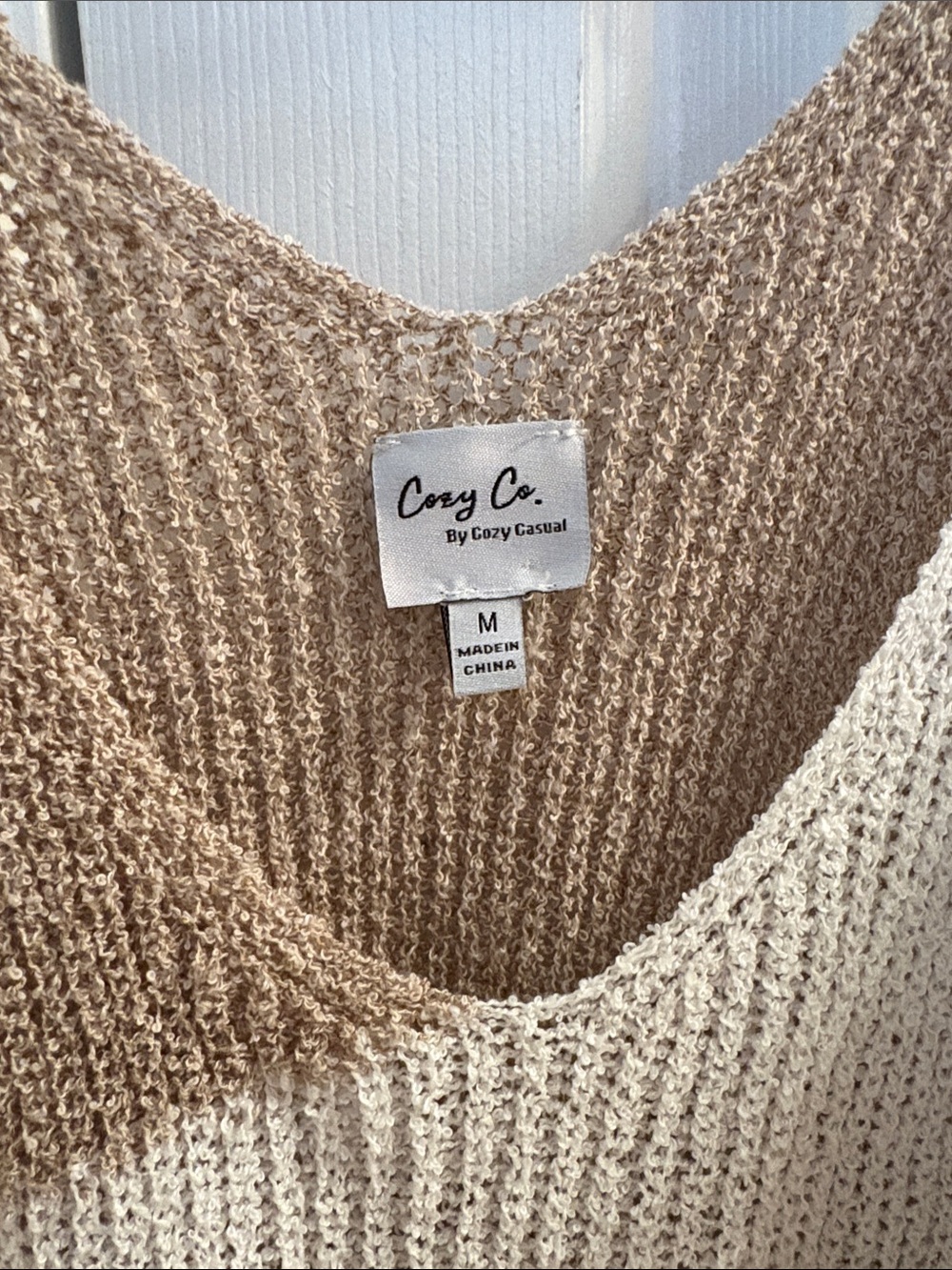 Colorblock Knit Cami - Cream, Tan & Green - Picture 3 of 4